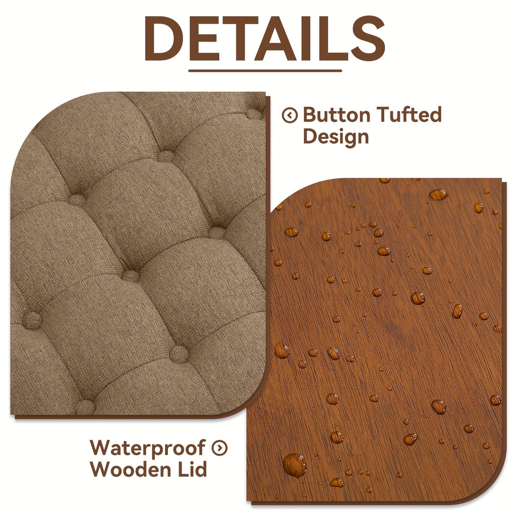 30-Inch Round Storage Ottoman Featuring a Tray, Modern Tufted Fabric Design, Serves As a Coffee Table with Storage, Upholstered with a Removable Top Suitable for Living Rooms And Bedrooms