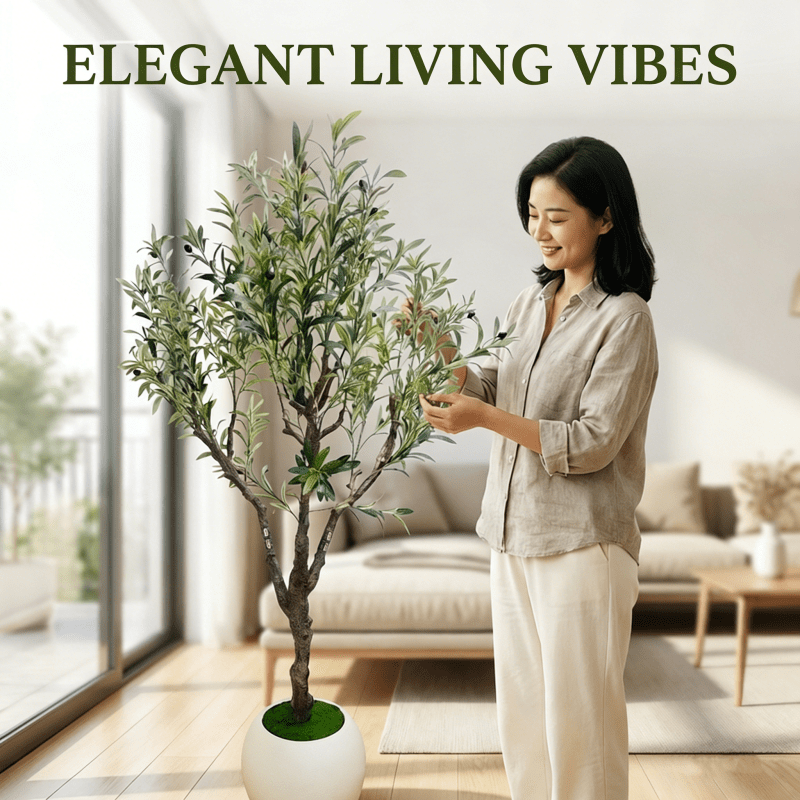 A 5-Foot-Tall Artificial Olive Tree, Equipped with Elegant And Exquisite Flower Pots - a Truly Realistic Artificial Olive Tree, with a Thick Trunk And Lifelike Fruits - a Large-Scale Decorative Fake Olive Tree for Home Offices