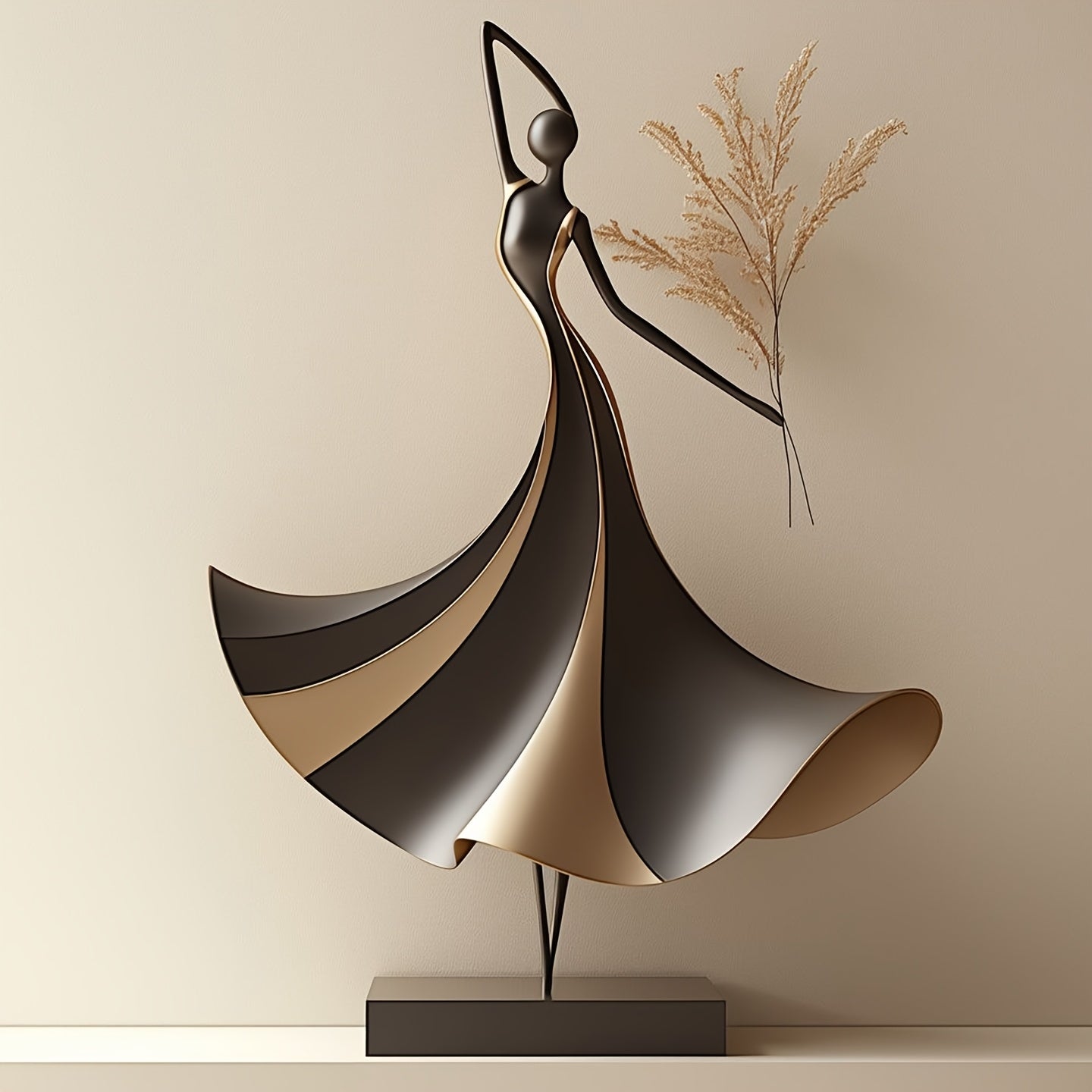 Metal Ballerina Sculpture, Abstract Dancer Figurine, Elegant Iron Art Decor for Home & Living Room