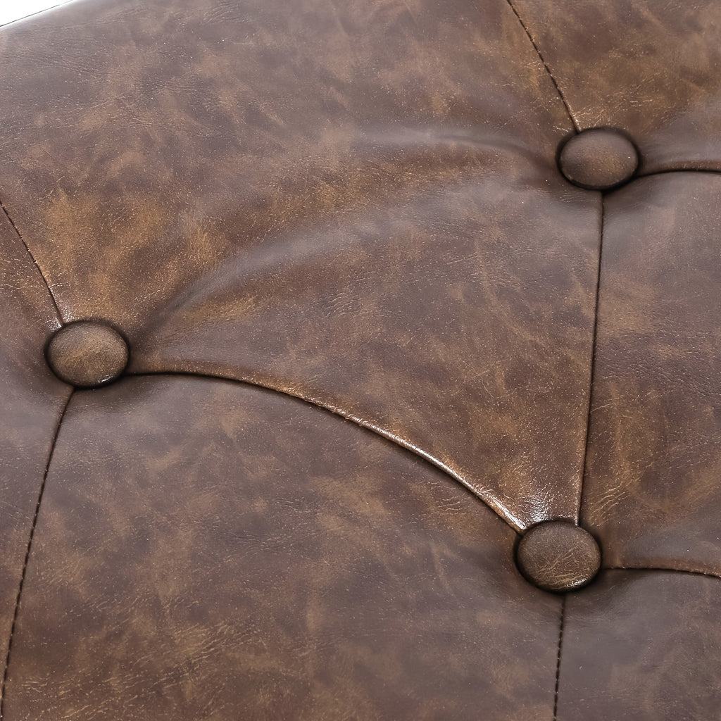 Storage Ottoman Bench, PU Leather Half Moon Button Tufted Ottoman With Rivet, Coffee Table For Living Room Bedroom Entryway