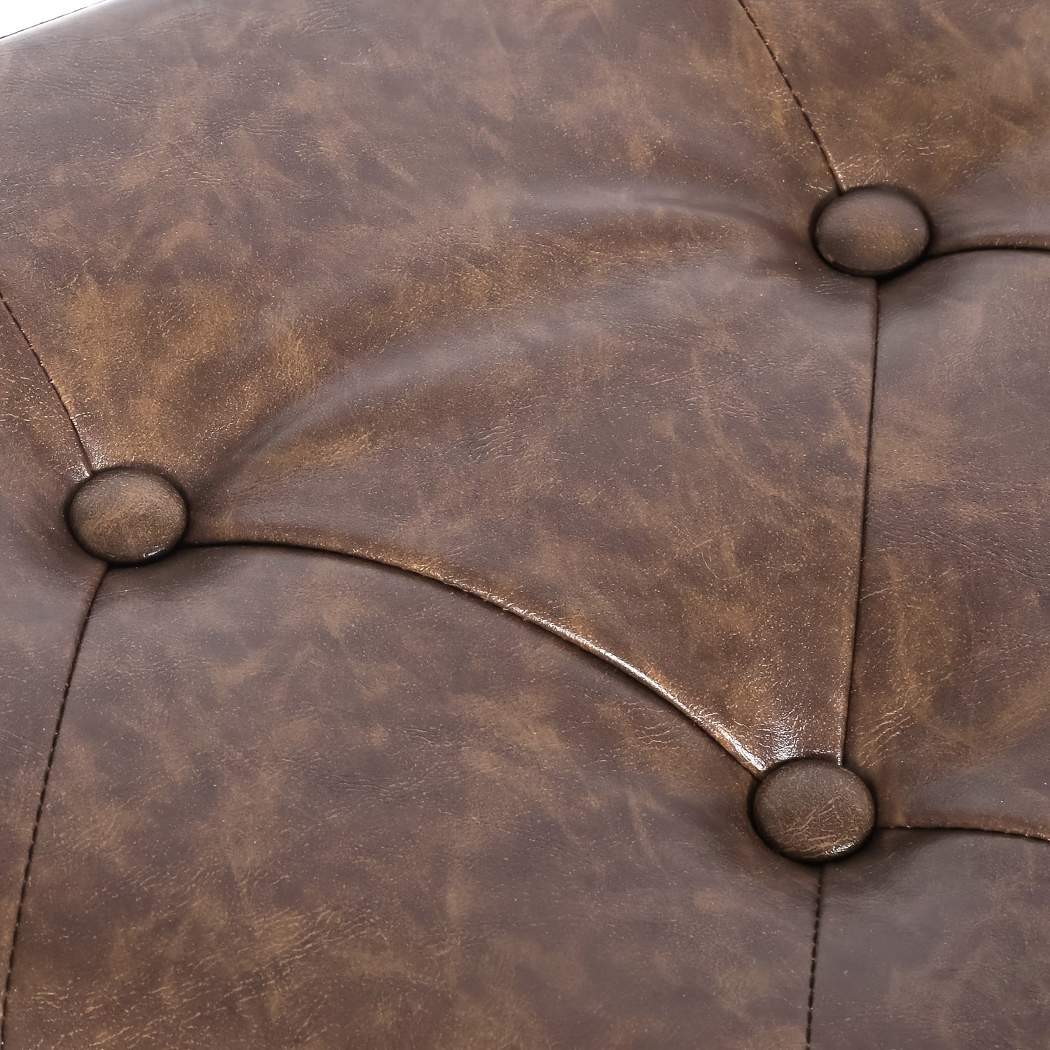 Storage Ottoman Bench, PU Leather Half Moon Button Tufted Ottoman With Rivet, Coffee Table For Living Room Bedroom Entryway