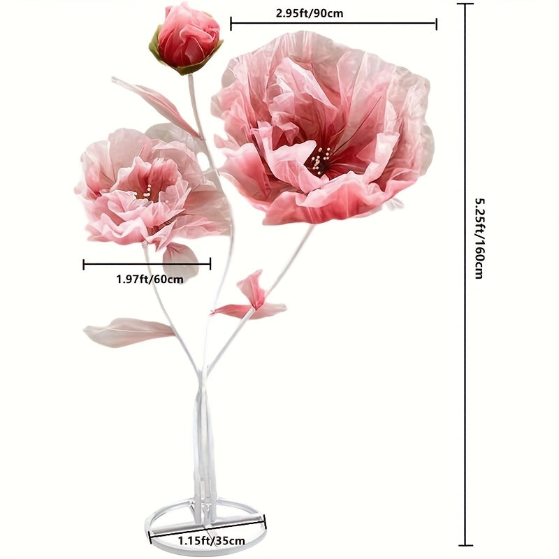 Large Artificial Silkyy Flower Arrangement with Upright Stems And a Base, Towering 5.5 Feet Tall, Perfect for Wedding Backdrops, Store Displays, Photography Props, And Banquets (Champagne Color)