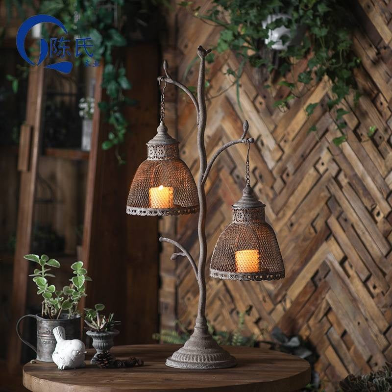 American Retro Candle Holder Ornaments Garden Birdcage Wind Lamp Decorations Atmosphere Restaurant BB Decoration Scented Candles