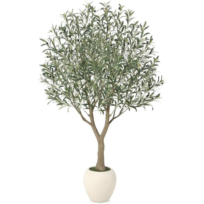 A 5-Foot-Tall Artificial Olive Tree, Equipped with Elegant And Exquisite Flower Pots - a Truly Realistic Artificial Olive Tree, with a Thick Trunk And Lifelike Fruits - a Large-Scale Decorative Fake Olive Tree for Home Offices