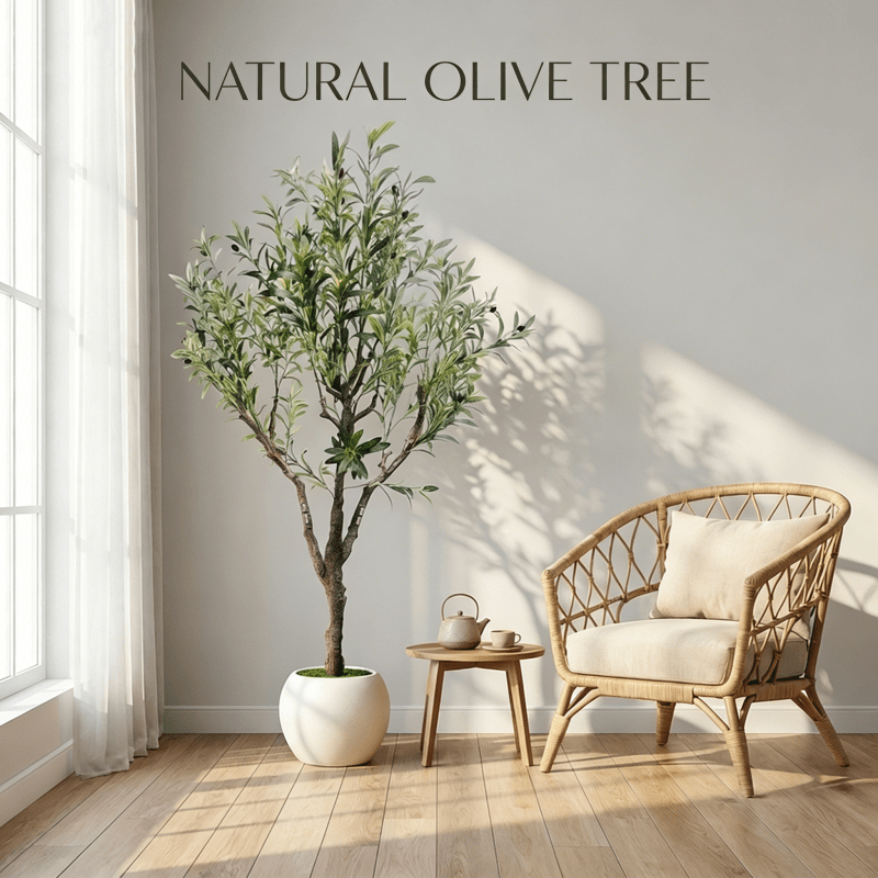 A 5-Foot-Tall Artificial Olive Tree, Equipped with Elegant And Exquisite Flower Pots - a Truly Realistic Artificial Olive Tree, with a Thick Trunk And Lifelike Fruits - a Large-Scale Decorative Fake Olive Tree for Home Offices