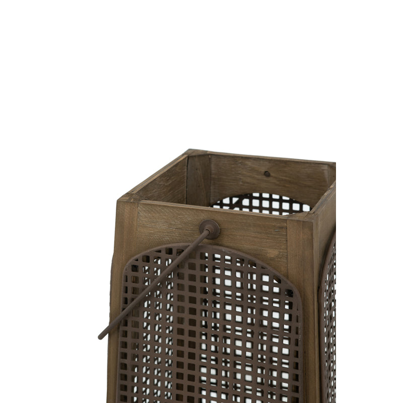 Large & Small Brown Lanterns with Arched Legs & Mesh Panels - Farmhouse Wall for s\u002FCreamies, Rustic Entryway\u002Fporch Decor, Durable Fir Wood & (L & S sizes) - Panels allow for passage