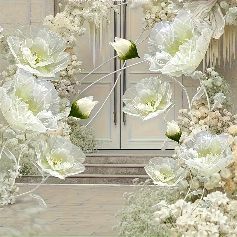 Large Artificial Silkyy Flower Arrangement with Upright Stems And a Base, Towering 5.5 Feet Tall, Perfect for Wedding Backdrops, Store Displays, Photography Props, And Banquets (Champagne Color)