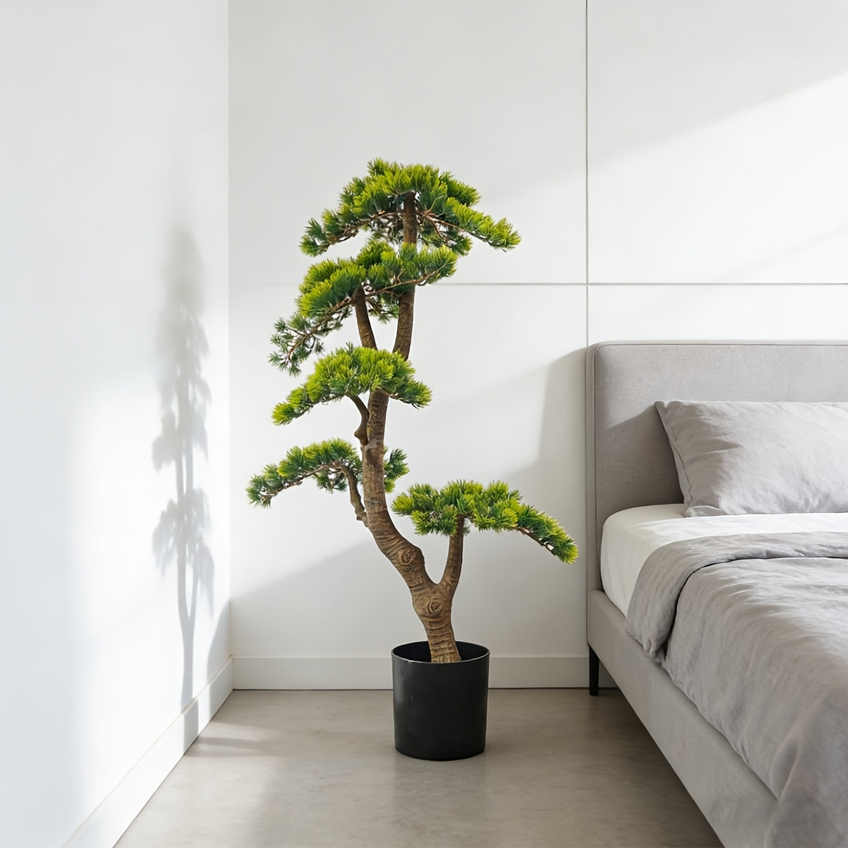 Fake Pine Tree Artificial Pine Plant Faux Plastic Green Leaves Nearly Natural Plants with Plastic Planter for Home Office Indoor Outdoor Decor 39.37inch