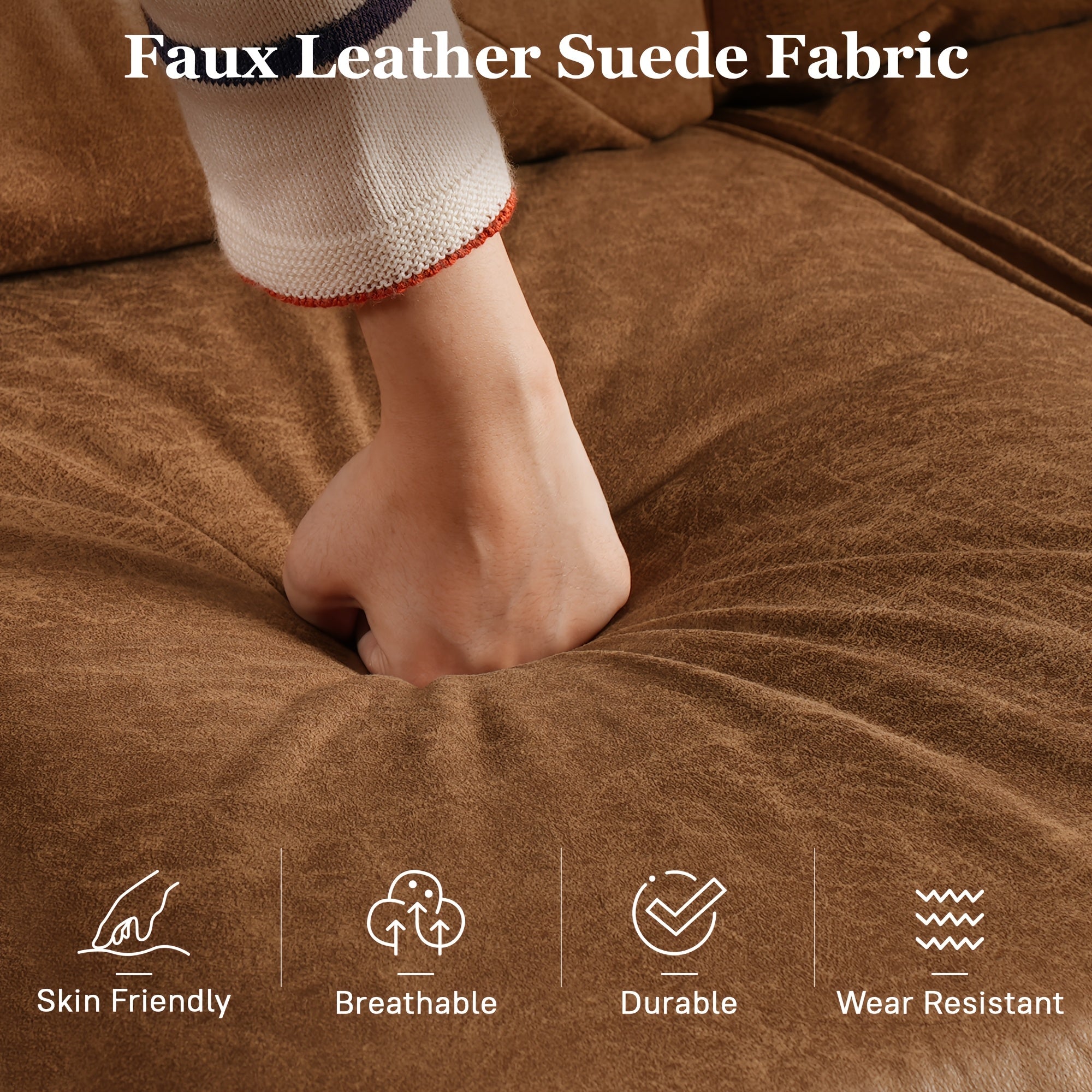 72.65-Inch Vintage Sofa -Three-Seater Sofa In Premium Soft Laux Faux Leather Suede Fabric For Cozy Seating, Ideal Addition To Any Living Room, Bedroom, Or Professional Office Environment, Easy Assembly, 2 Color Options