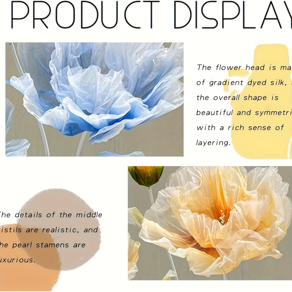 Large Artificial Silkyy Flower Arrangement with Upright Stems And a Base, Towering 5.5 Feet Tall, Perfect for Wedding Backdrops, Store Displays, Photography Props, And Banquets (Champagne Color)